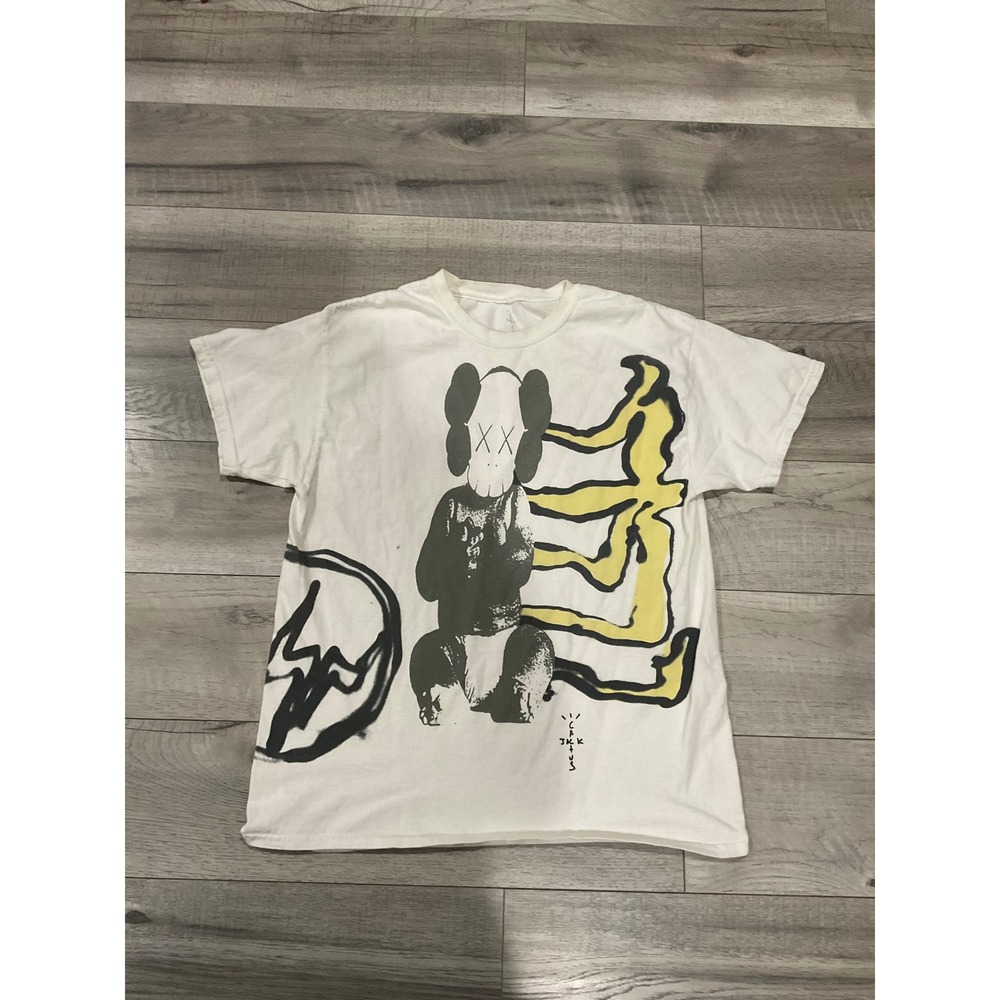 Travis Scott Cactus Jack‎ KAWS Fragment T-Shirt White Mens Size M Graphic Tee